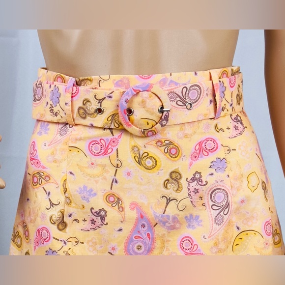 Charlie Holiday Paisley Rosetta Fully Lined Mini Skirt with Belt. Small… - Picture 3 of 11